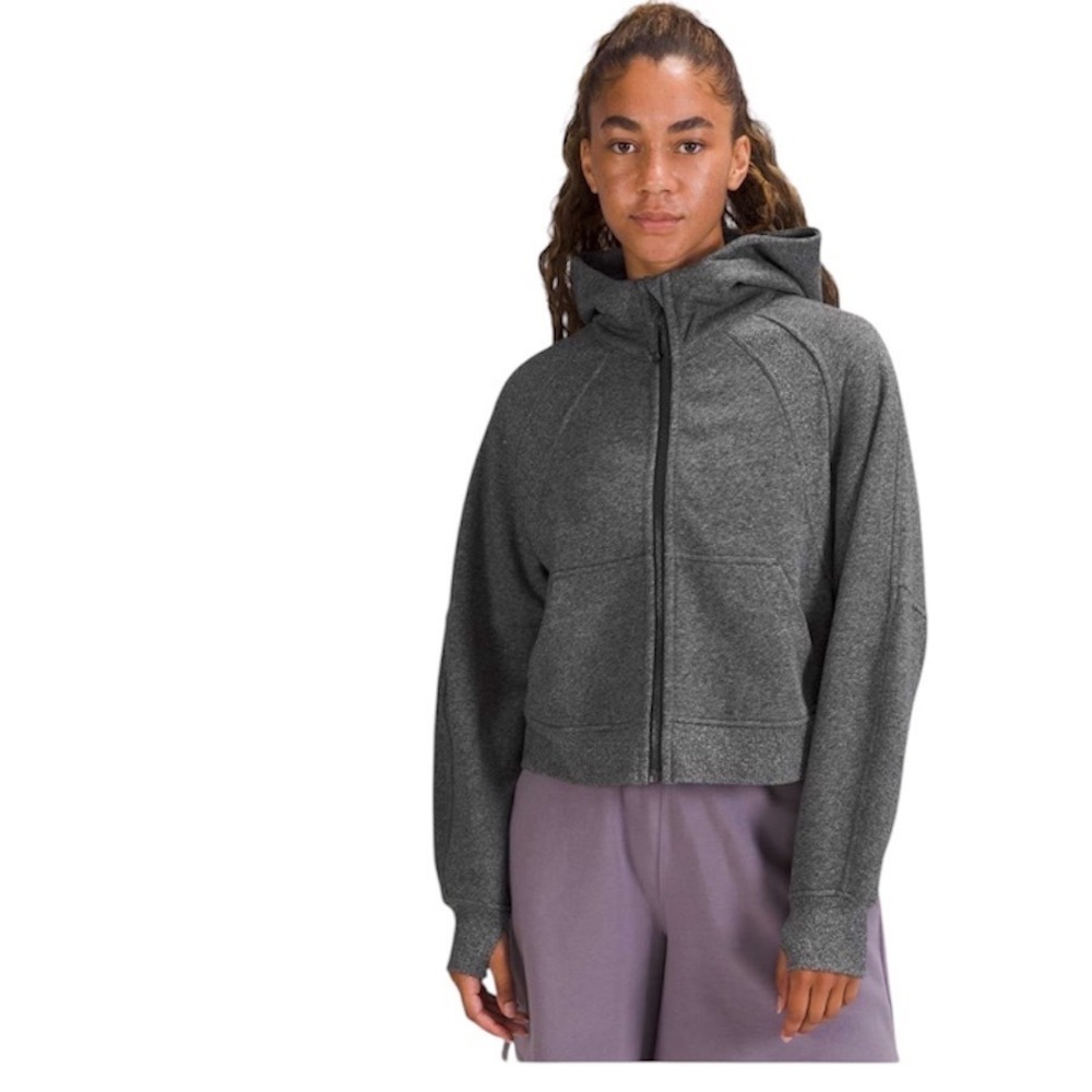 Lululemon Scuba Oversized Full Zip Hoodie Sweatshirt Heathered Speckle Black M/L